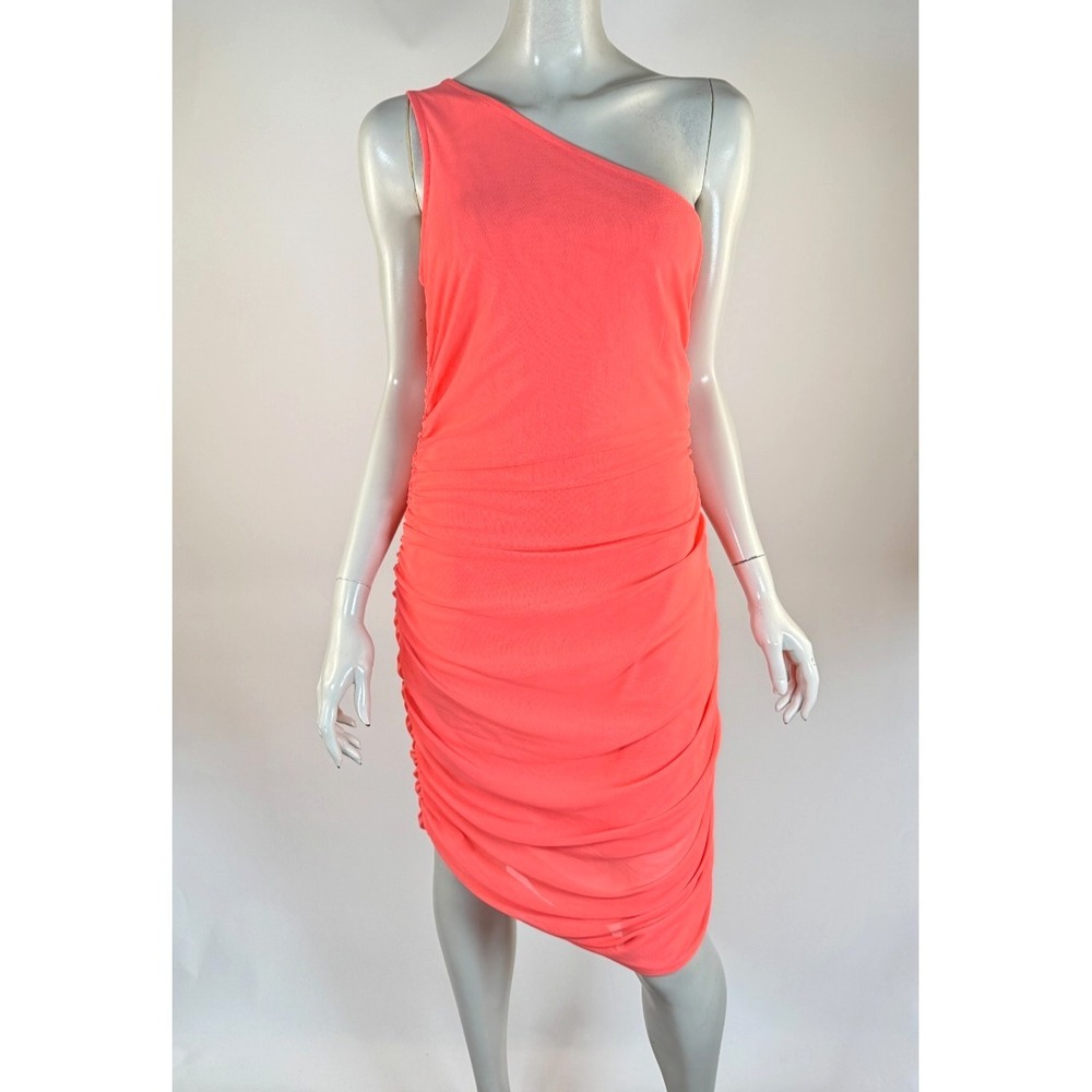 Anthropologie One-Shoulder Mesh Mini Dress Women M EUC Neon Beach‎ Lightweight